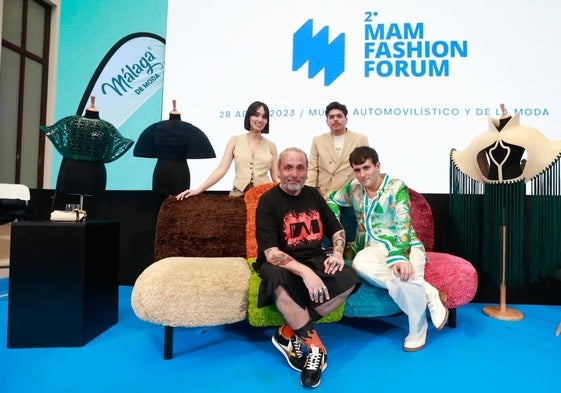 Álvaro Calafat y Ana Ponf (marca Álvaro Calafat), Maison Mesa y Palomo Spain, ayer en MAM Fashion Forum.