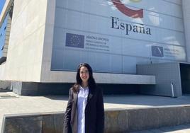 Irene Corpas, ante la sede de la Cámara de Comercio de España en Madrid.