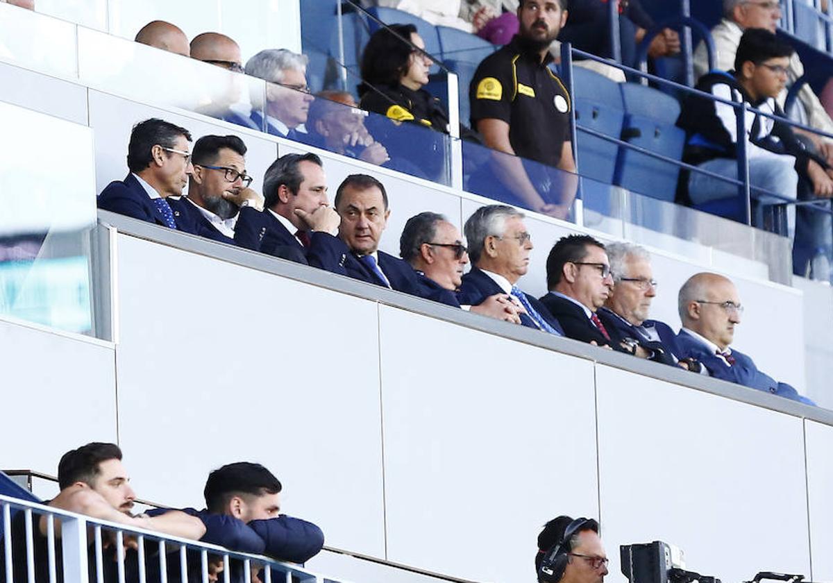 Imagen del palco presidencial de La Rosaleda durante el pasado sábado durante el Málaga-Mirandés.