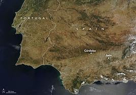 Imagen áerea de Andalucía difundida por la NASA.