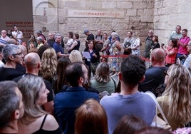 Lectura el pasado viernes del manifiesto de los trabajadores durante la huelga en el MPM.