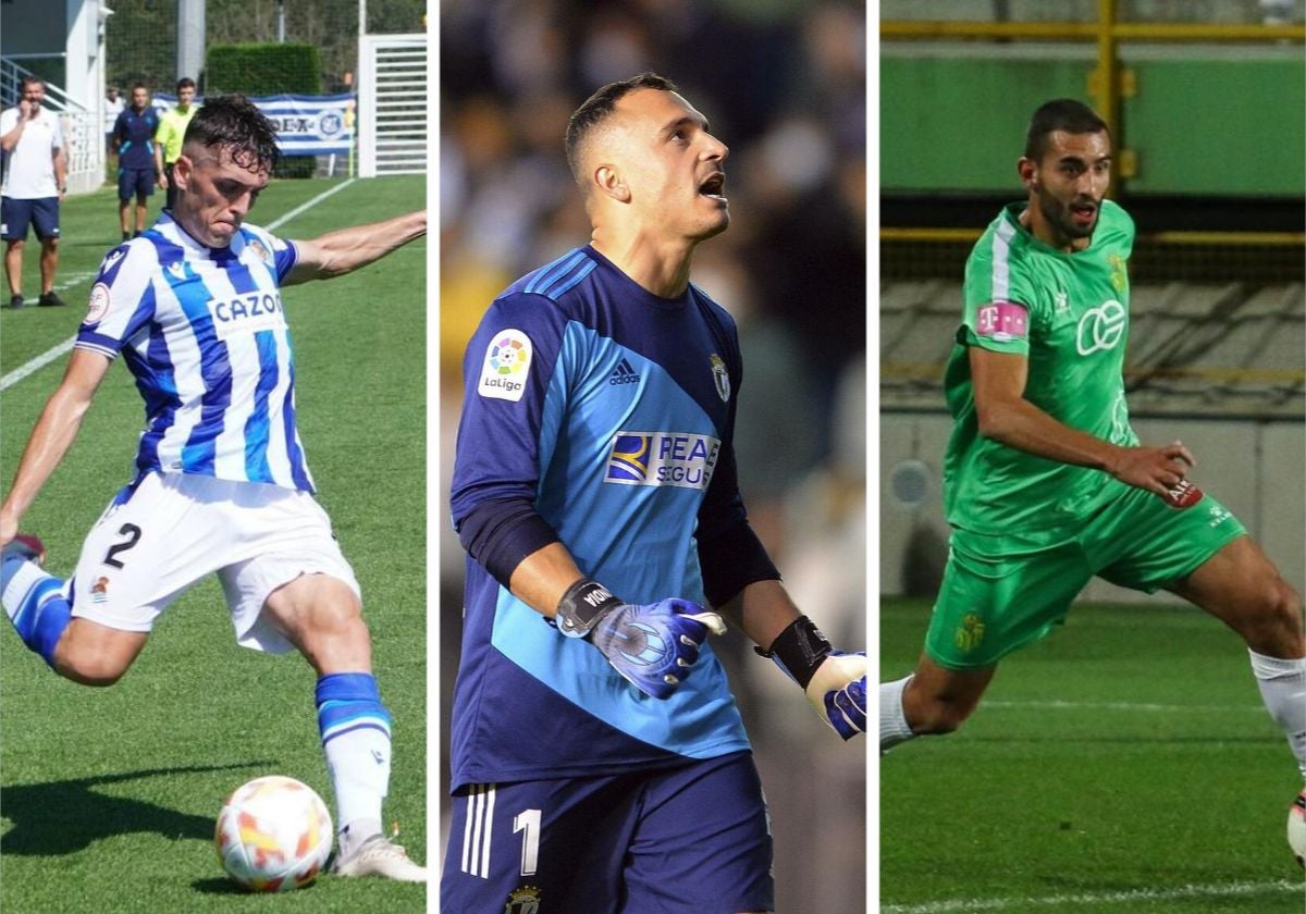 Los futbolistas Jokin Gabilondo (i), Alfonso Herrero y Einar Galilea, posibles fichajes del Málaga.