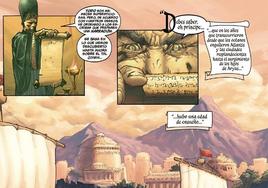 Una de las primeras páginas del cómic, donde se cuenta el origen de Conan.