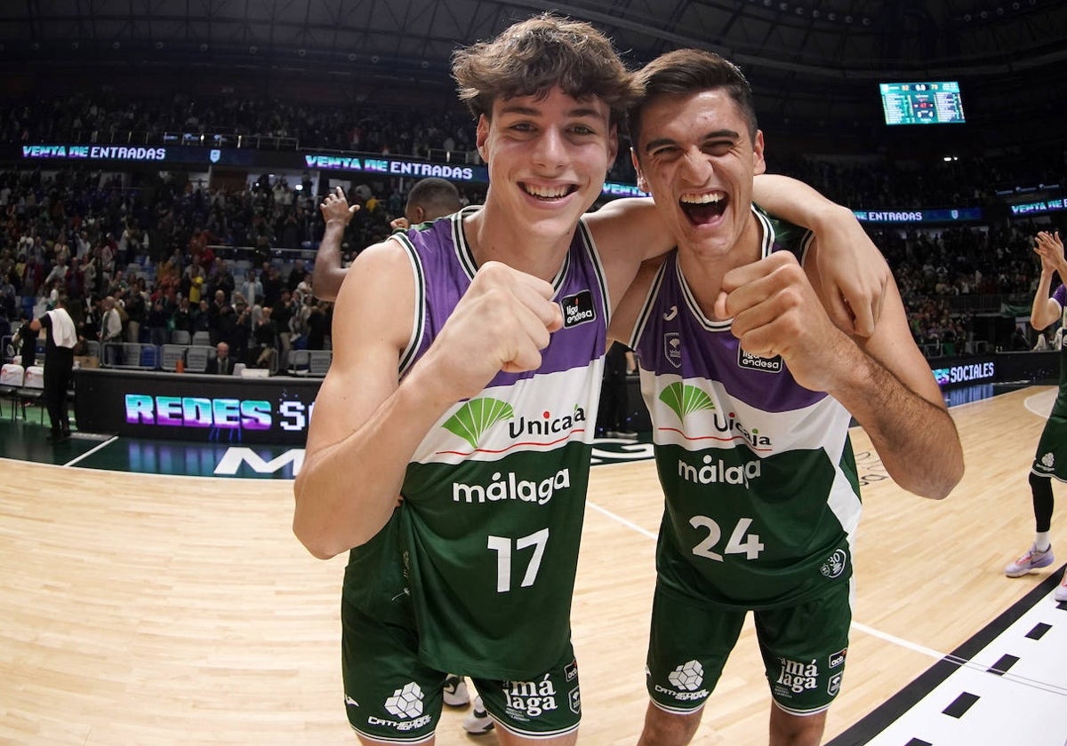 Mario Saint-Supery y Rubén Vicente, jugadores del Unicaja.