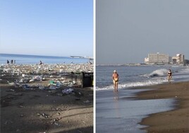 Antes y después de las playas de Málaga tras la actuación de Limasam.