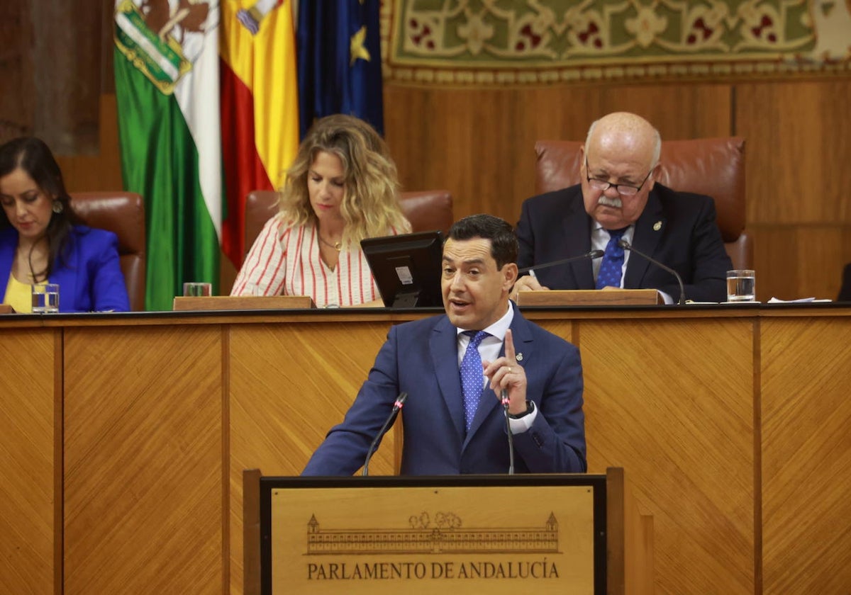 Juanma Moreno, durante su intervención.