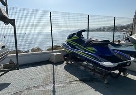 La moto acuática implicada en el suceso, intervenida en el puerto del Candado.