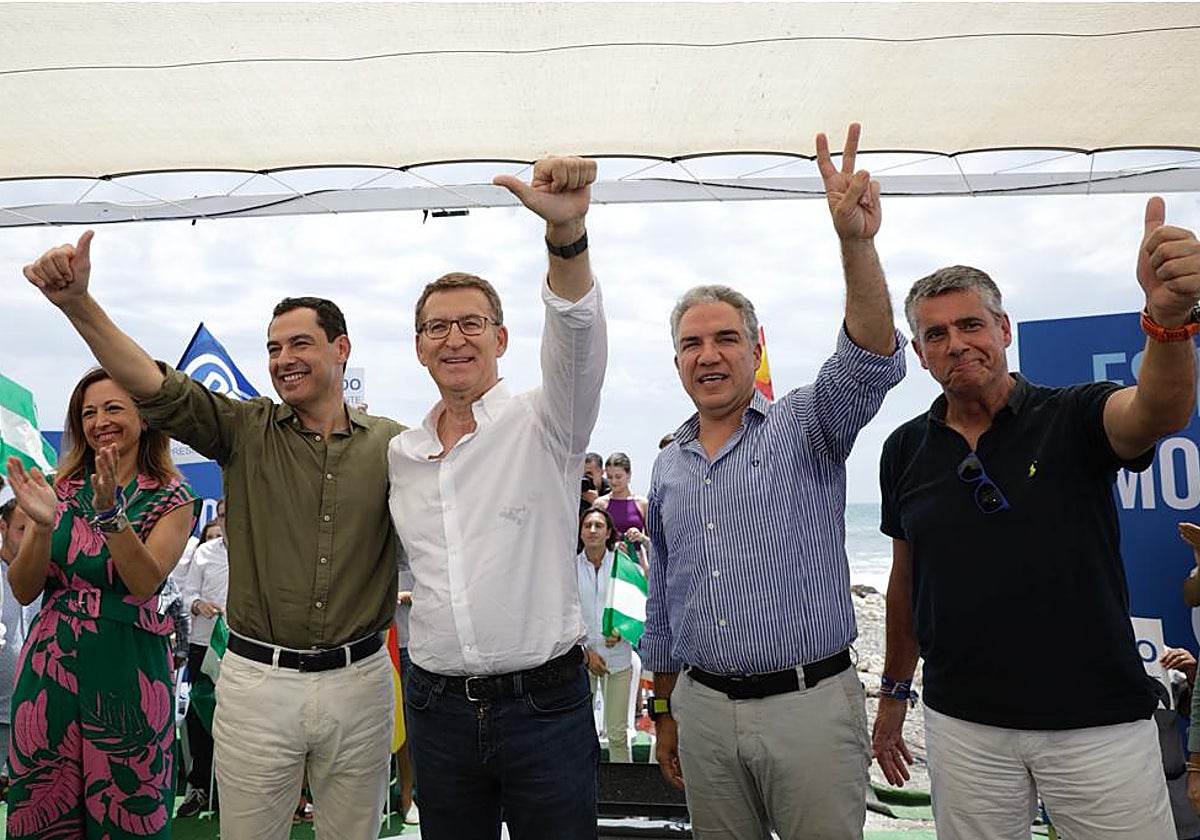 Navarro, Moreno, Feijóo, Bendodo y Armijo, este mediodía.