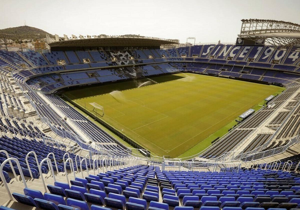 Panorámica del estadio de La Rosaleda.