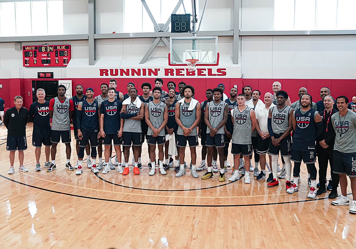 El equipo estadounidense, tras un entrenamiento en Las Vegas.