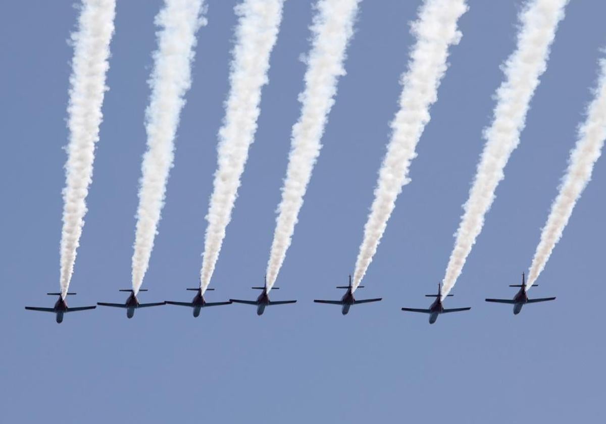 Aviones participantes en una edición anterior del Festival de Torre del Mar.