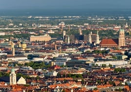 Vista aérea de la ciudad de Múnich, capital de la región alemana de Baviera.