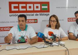 Inmaculada González, Isaac Ríos y Daniel López, de CCOO, este viernes.