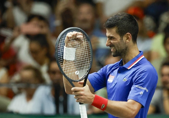 Novak Djokovic celebra un punto.