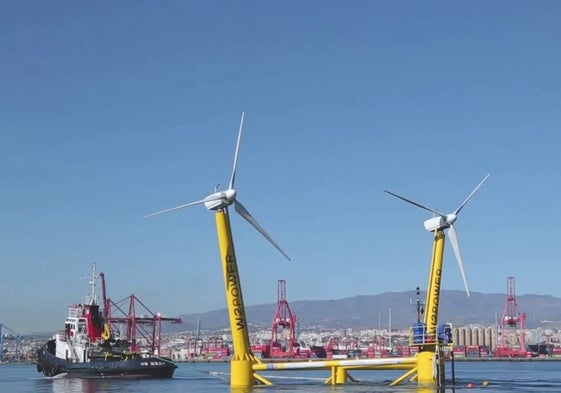 Aerogenerador flotante doble desarrollado por la malagueña EnerOcean.