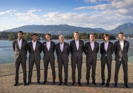 El equipo europeo, con Monfils, Fils, Ruud, Borg (capitán), Enquist (ayudante), Davidovich, Rublev y Hurkacz.