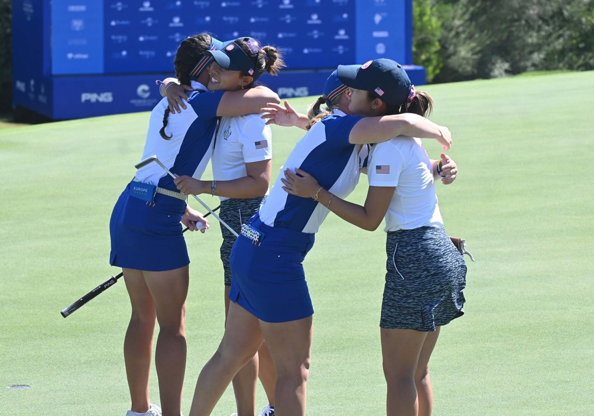 Imagen principal - Todo por decidir en la última jornada de la Solheim Cup