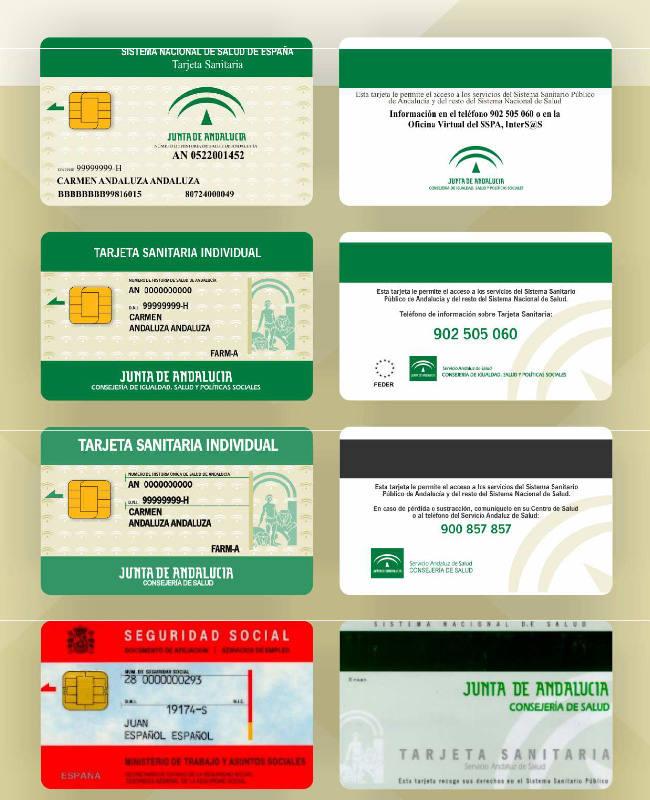 Tarjetas sanitarias válidas en Andalucía.