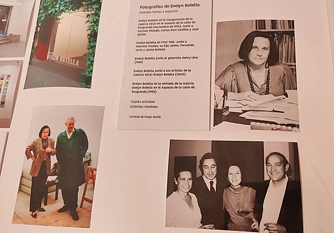 La muestra exhibe fotos y documentos de las exposiciones de Evelyn Botella en su galería.
