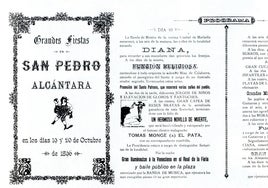 Programación de las fiestas de San Pedro Alcántara en 1896.