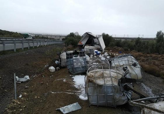 Camión accidentado.