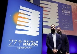 Fabián Suárez y Mateo García, de Narita Estudio, en la presentación del cartel.