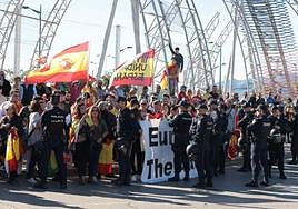 Concentración de este sábado en las cercanías del Palacio de Congresos de Málaga.