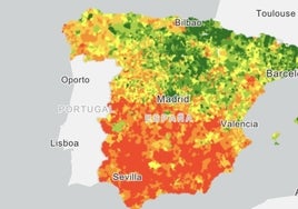 Rentas medias por municipio en España. En verde, las más altas; en rojo, las bajas