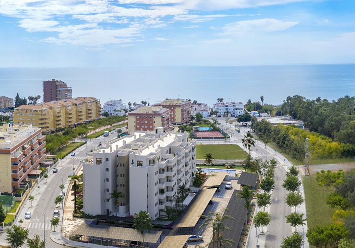 Imagen aérea de la nueva promoción de Salsa Inmobiliaria en Algarrobo Costa.