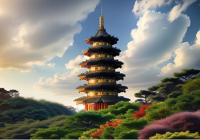 Recreación de la pagoda que se pretende construir.