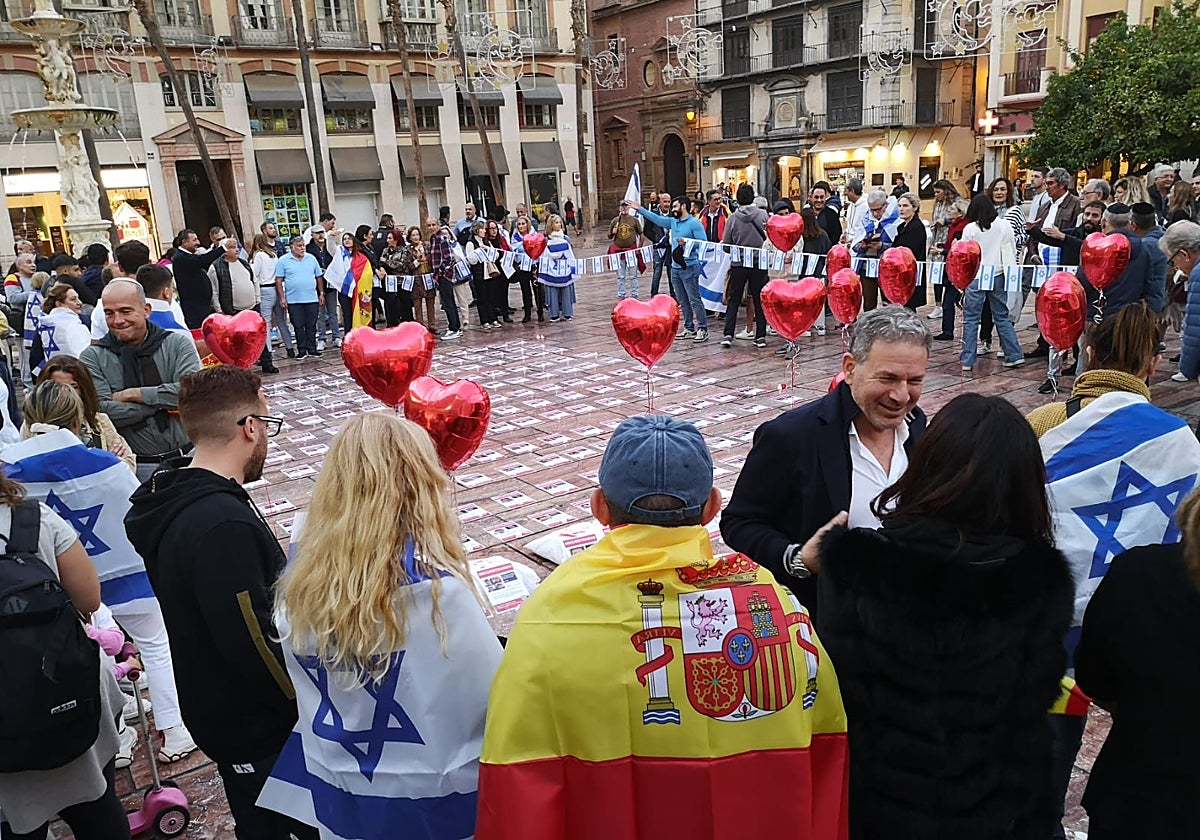 Una imagen de la concentración para pedir la liberación de los judíos capturados por Hamás.