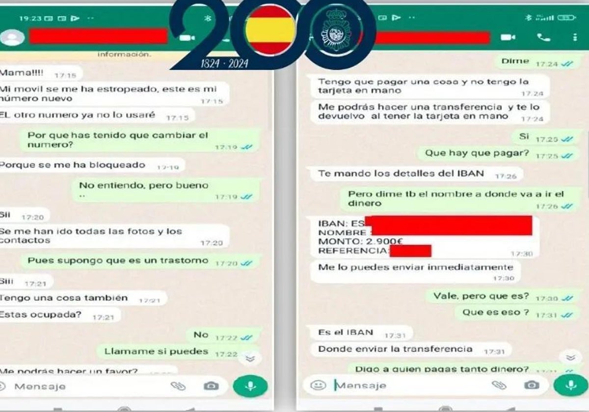 Pantallazo con dos de las conversaciones de las presuntas estadadoras.