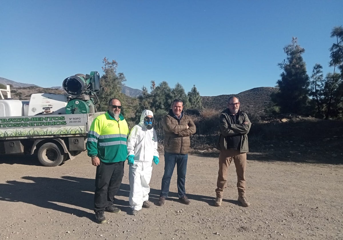 Tareas de fumigación en los pinos de Mijas.