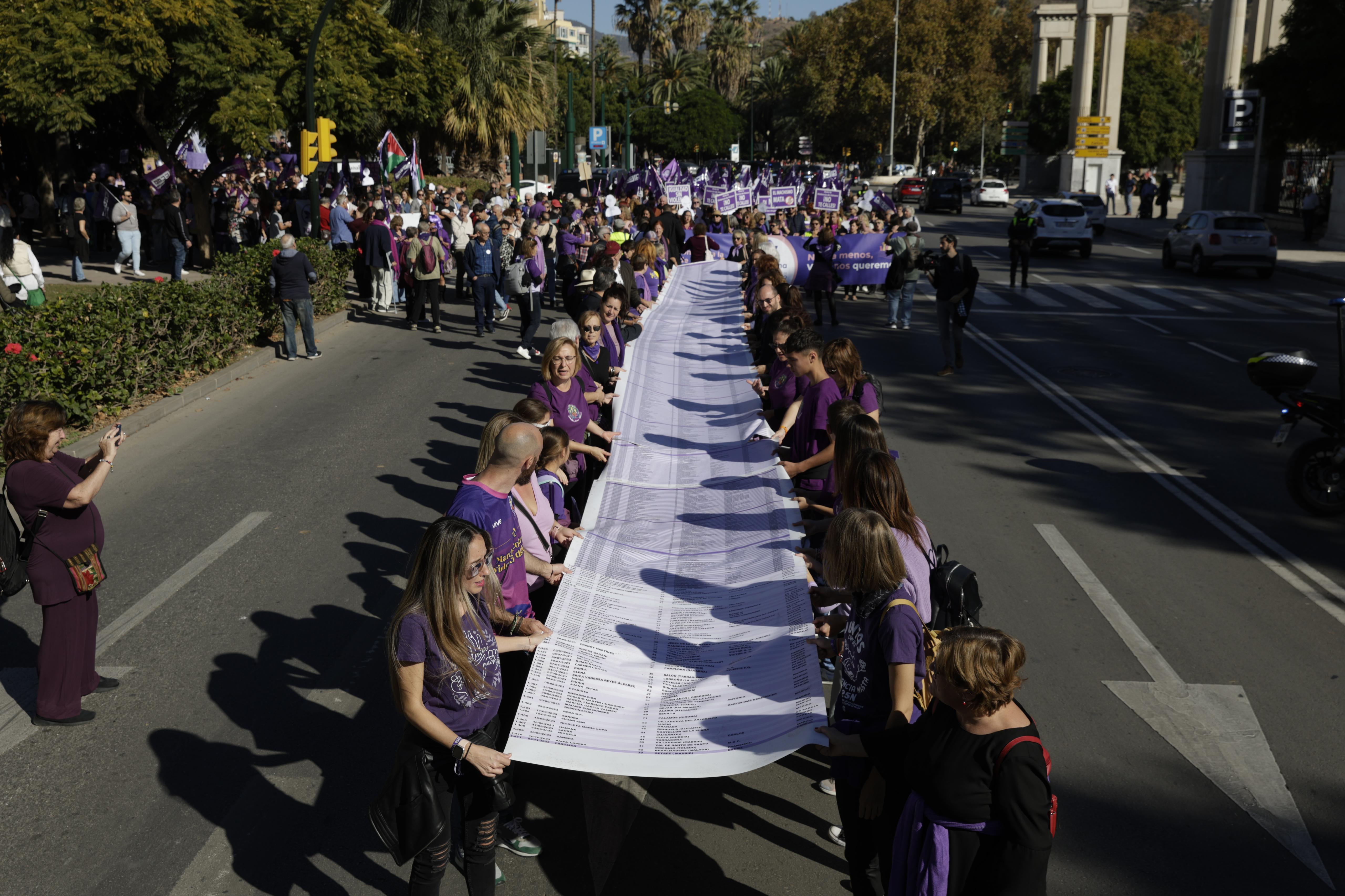 Unas 3.000 personas participan en la manifestación del 25N en Málaga