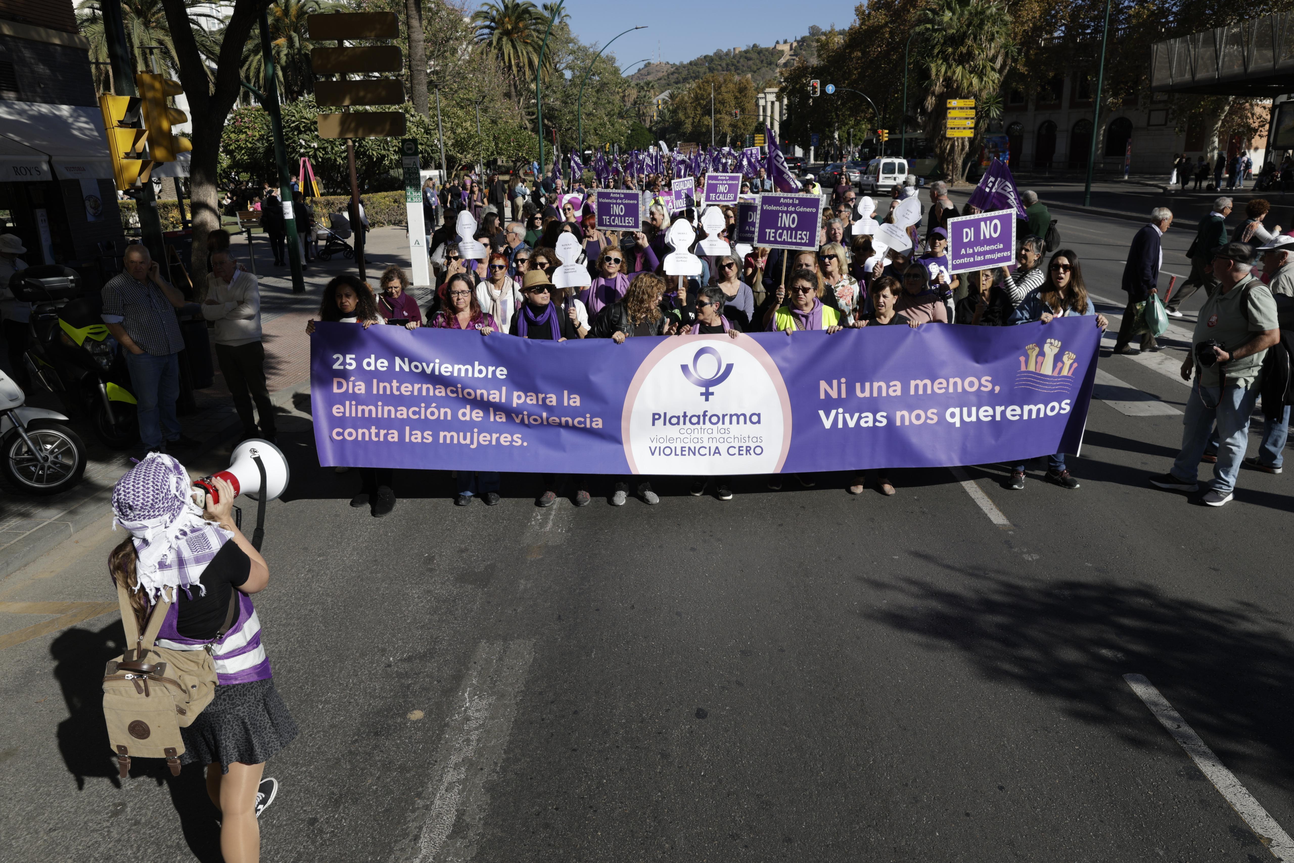 Unas 3.000 personas participan en la manifestación del 25N en Málaga