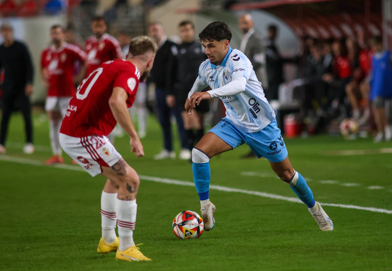 La goleada del Málaga en Murcia, en imágenes
