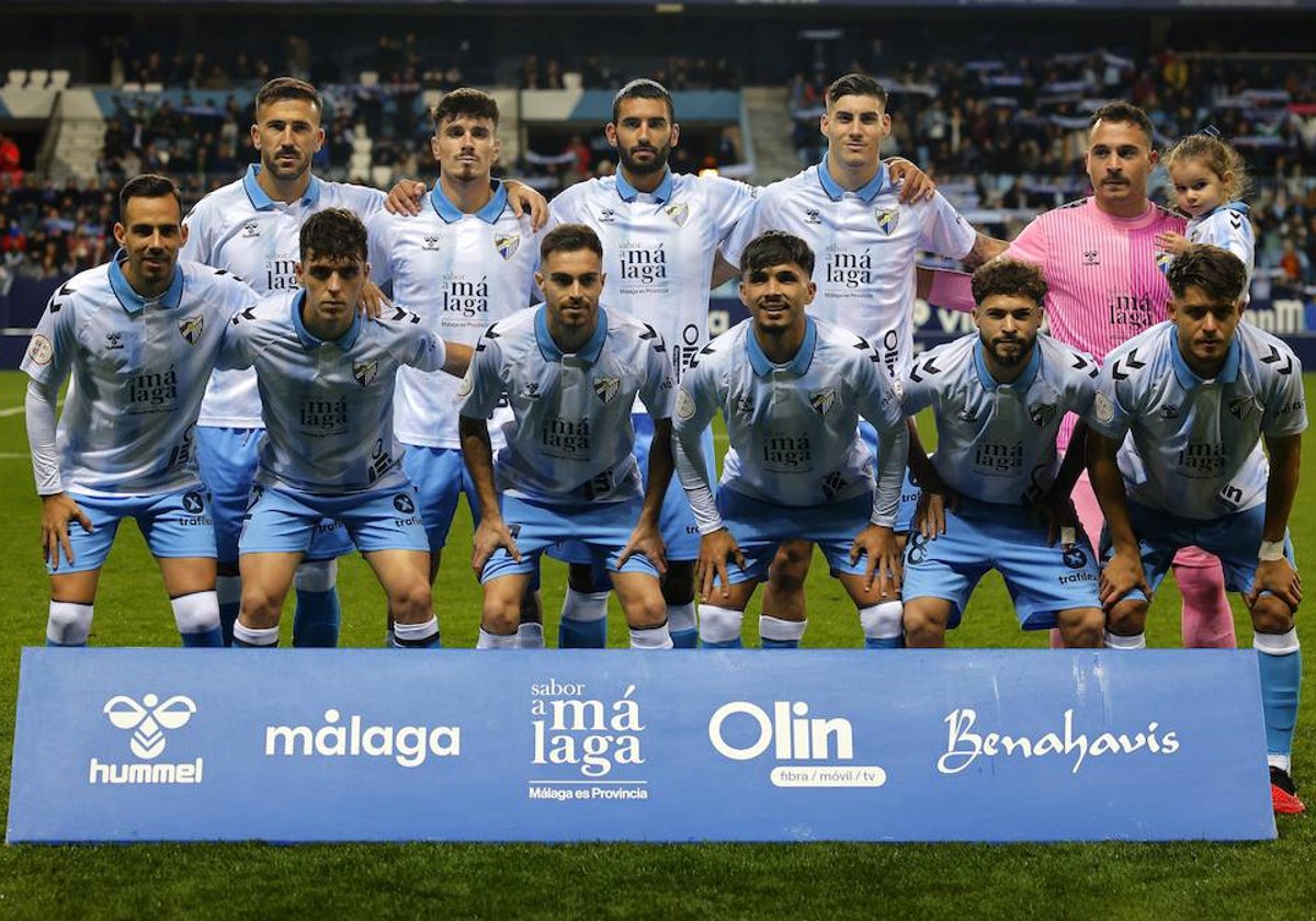 Once del Málaga en el partido del sábado contra el Sanluqueño.