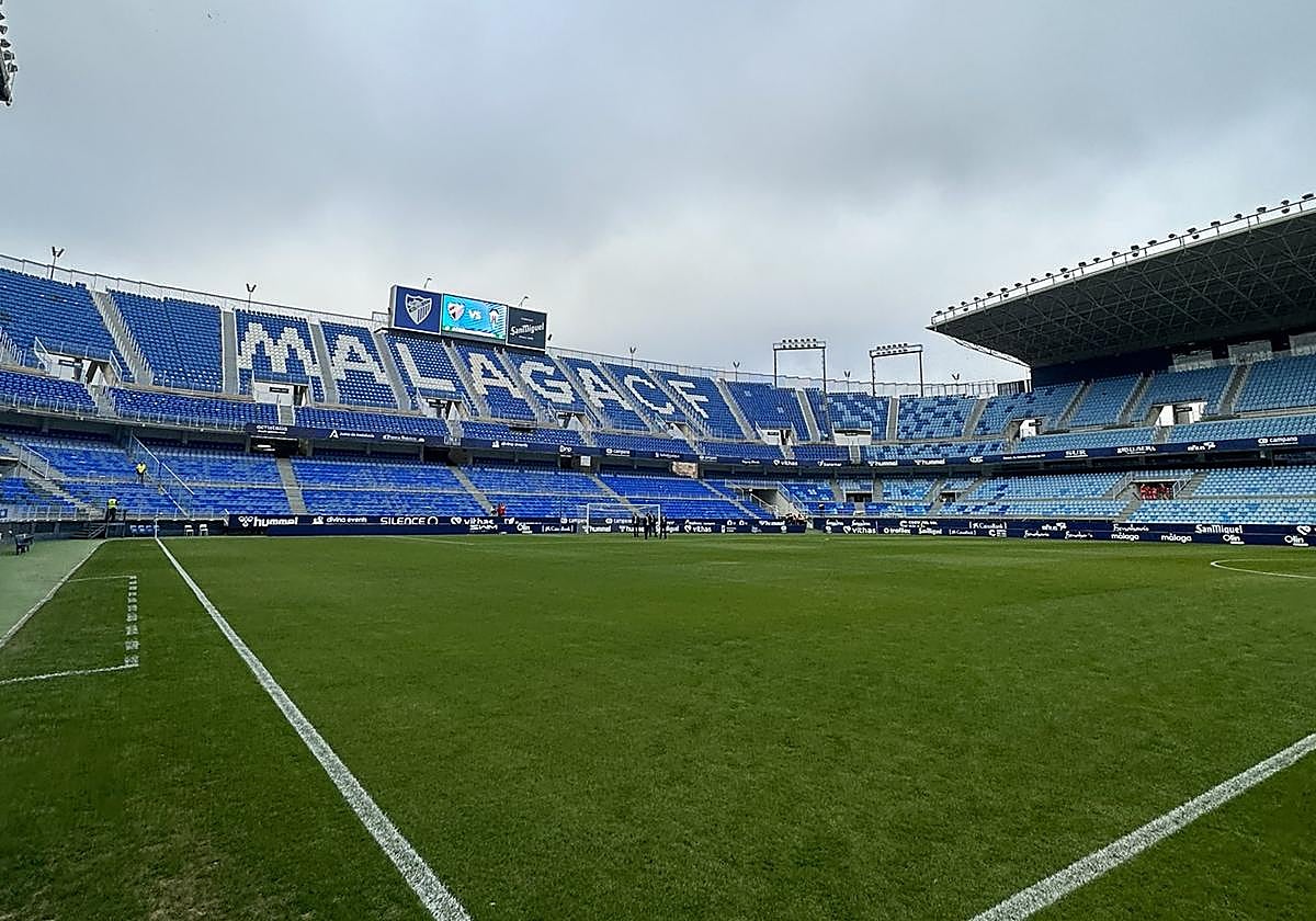 Panorámica del estadio de La Rosaleda.