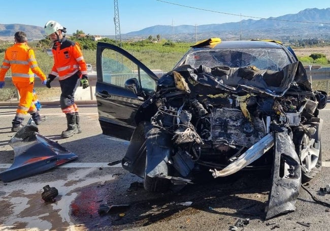 Imagen del trágico accidente registrado este martes en la A-355 a su paso por Coín.