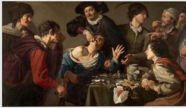 El charlatán sacamuelas.» Theodoor Rombouts (1620-1625). Museo del Prado.