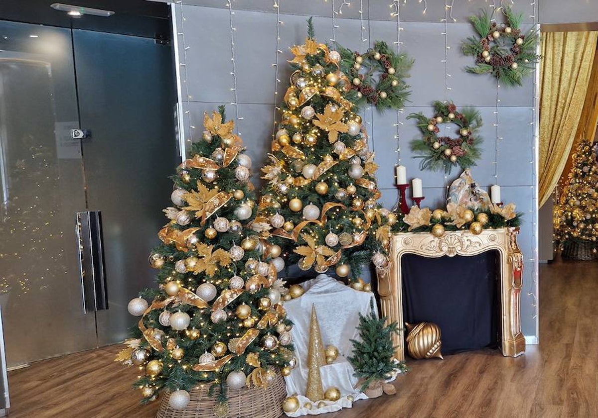 Entrada del Ac Marriott Málaga Palacio, decorado de Navidad.