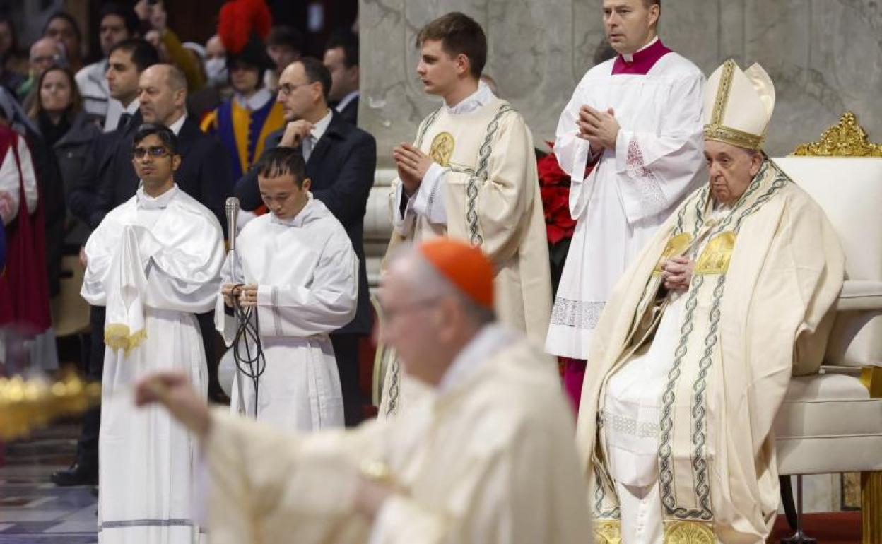 El Papa, durante la Misa de la Solemnidad de la Madre de Dios