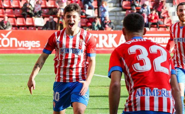 Dani Queipo celebra su gol contra el Zaragoza.