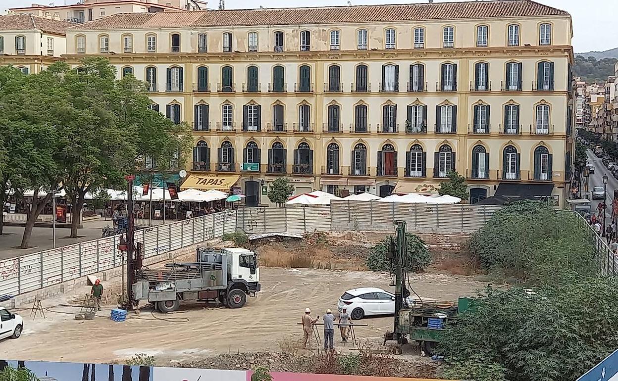 Últimos sondeos que se realizaron en la parcela del Astoria, en la plaza de la Merced. 