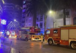 Varias dotaciones de Bomberos en el número 22 de Alameda de Colón.