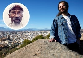 Fran Guijarro, en el Castillo de Gibralfaro, donde rodó escenas con el sintecho Moses (en el círculo).