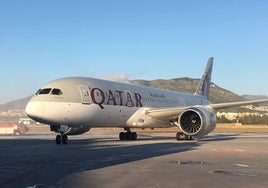 Avión de la aerolínea, tras aterrizar en el aeropuerto de Málaga.