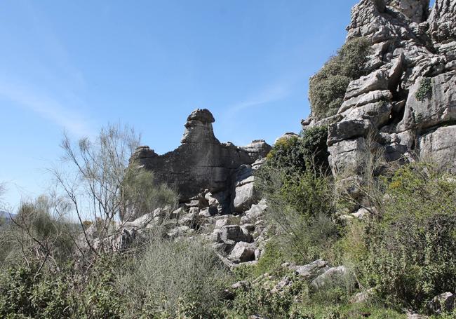 Este sendero pasa junto al Águila de los Riscos, declarado como rincón singular de la provincia de Málaga.