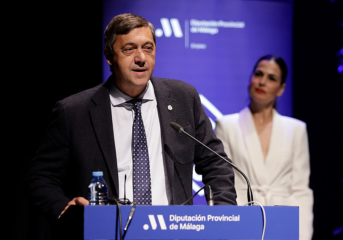 Teo López, el lunes en la Diputación, en su primer acto público como rector de la UMA.