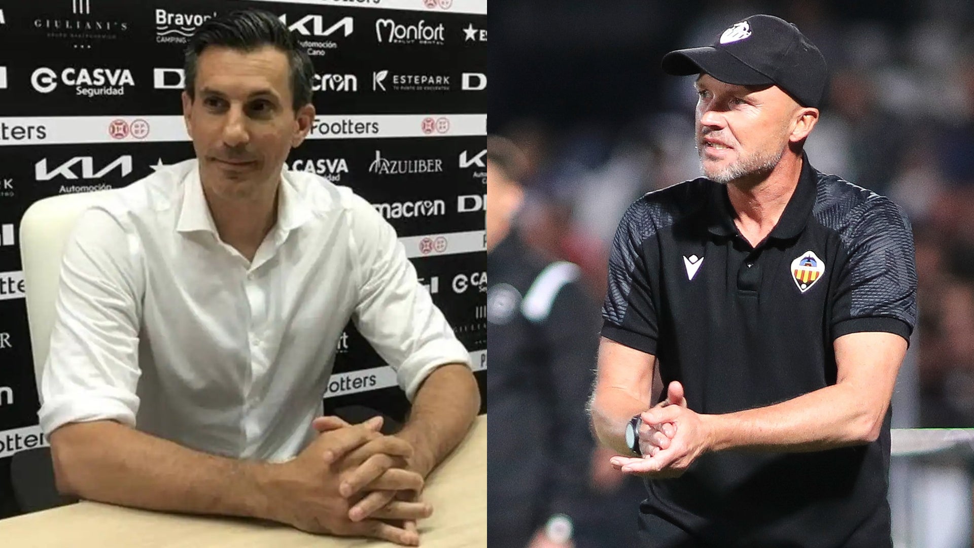 El propietario del Castellón, Haralabos Voulgaris (i), y el entrenador del equipo Dick Schreuder.